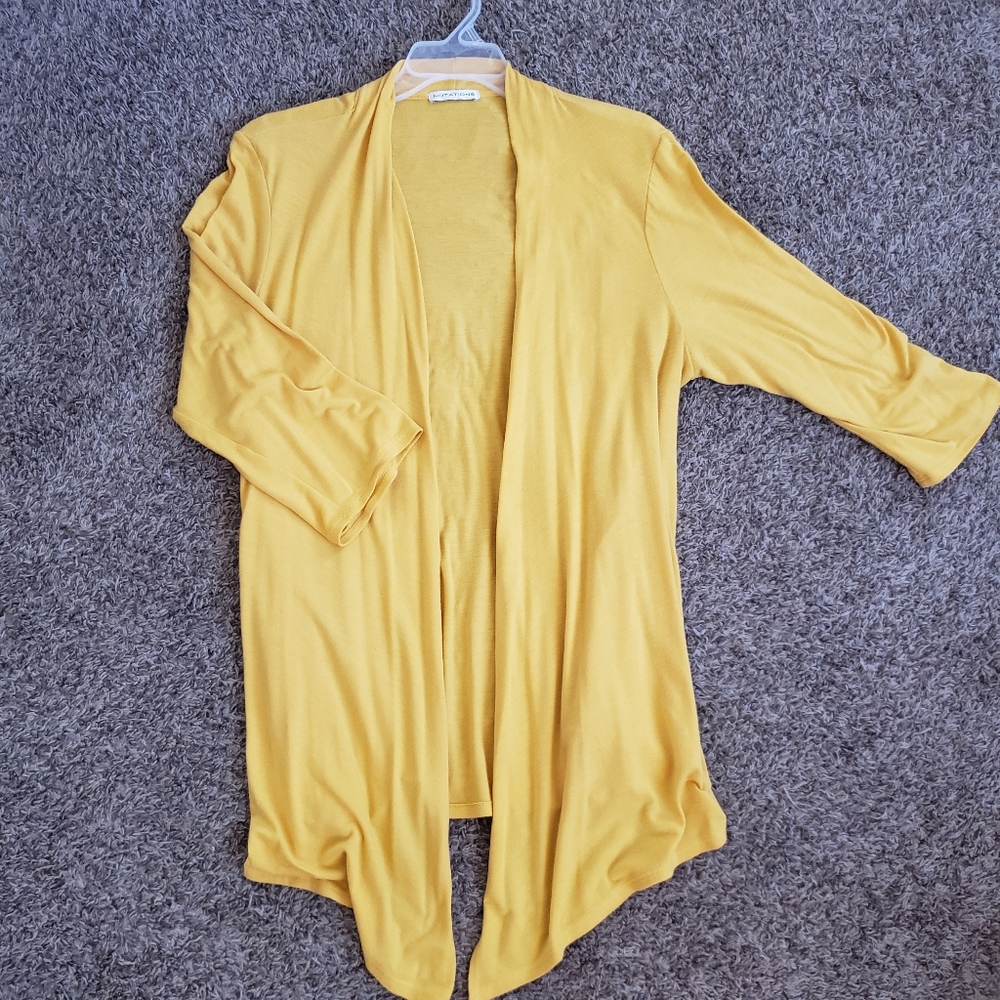 Notations Yellow Open Front Cardigan